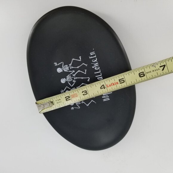 Rae Dunn Magenta Happy Halloween Dancing Skeletons Oval Plate Dish Black Small - Picture 8 of 9
